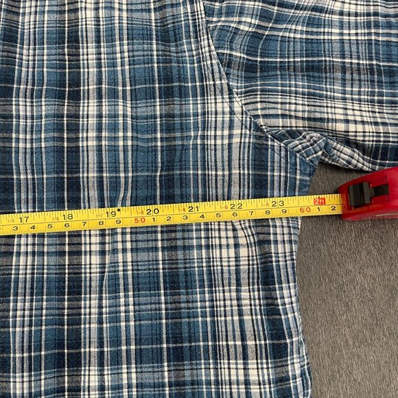 VTG Wrangler Blue Plaid Denim lined Pearl Snap Button Up Shirt, Size L - Picture 5 of 6